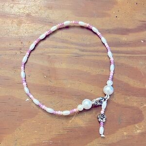 Handmade Glass & Pearl Beaded Charm Bracelet